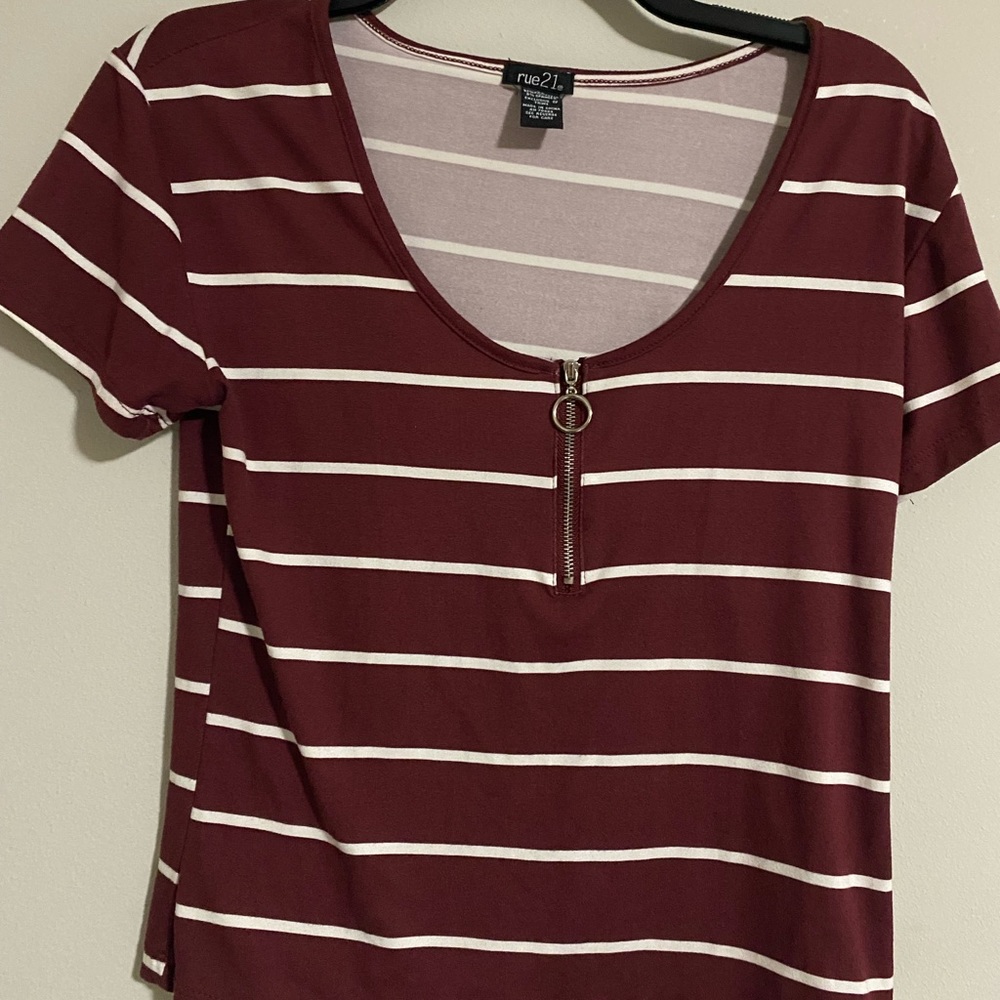 Burgandy striped tee